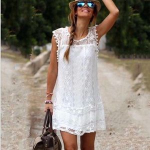 White lace spring dress
